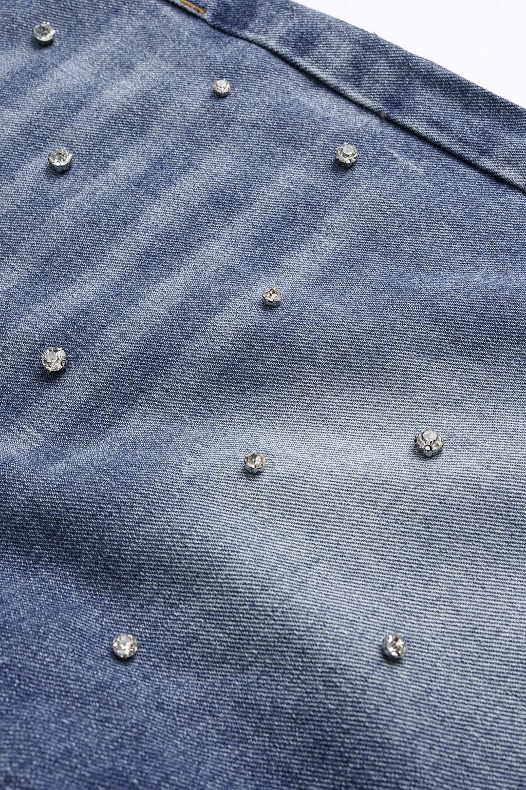 Denim Drawstring Beads Decor High Waist Wide Leg Jeans