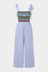Color Block Print Tie-Up Slip Sleeveless Jumpsuit