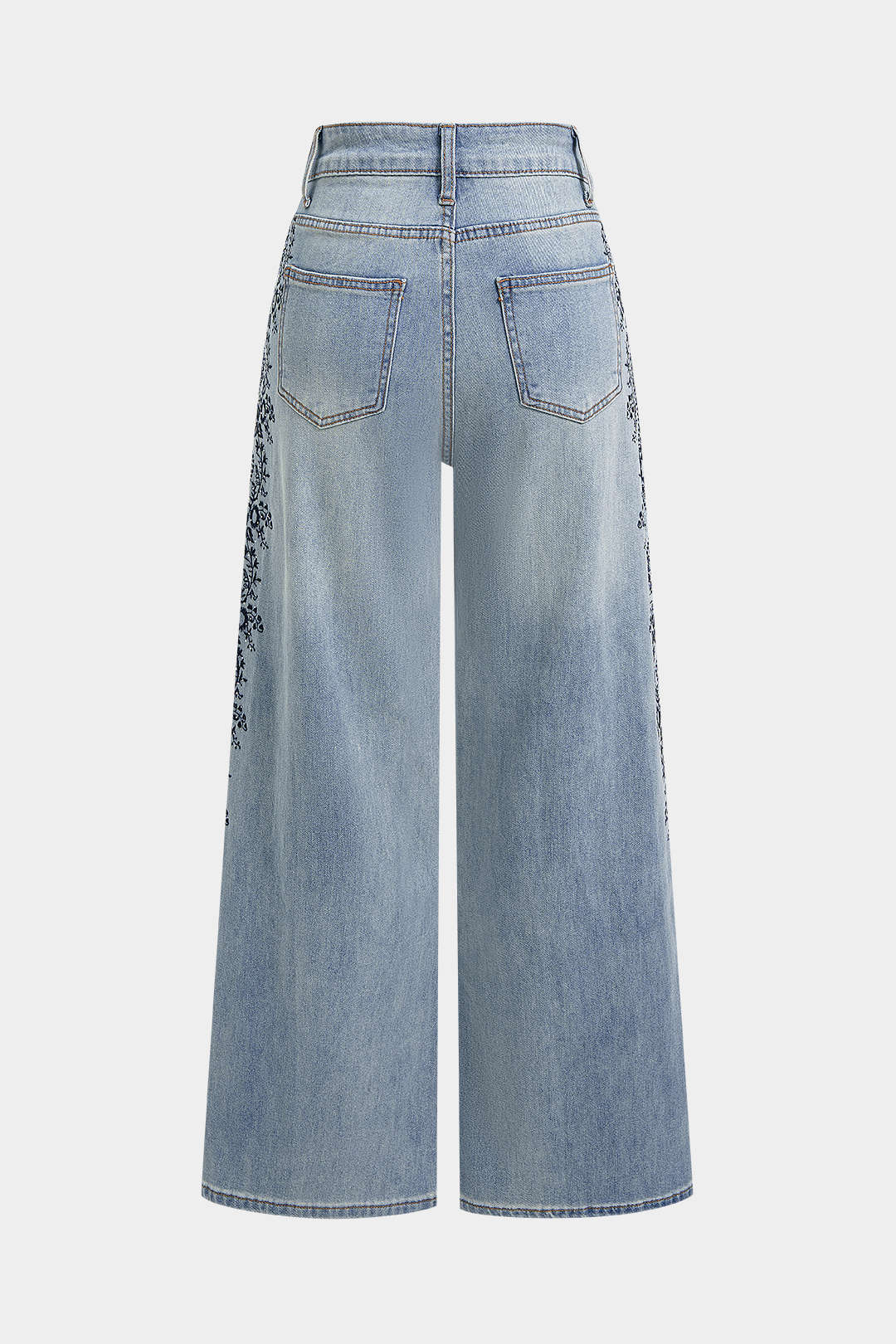 Denim Embroidery Straight Leg Jeans