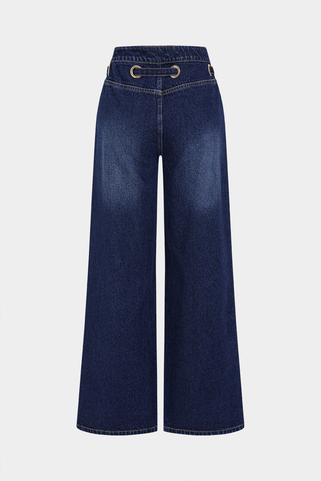 Denim Belted Zipper Metallic Jeans