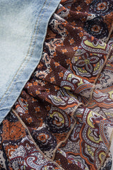 Denim Patchwork High Waist Skirt