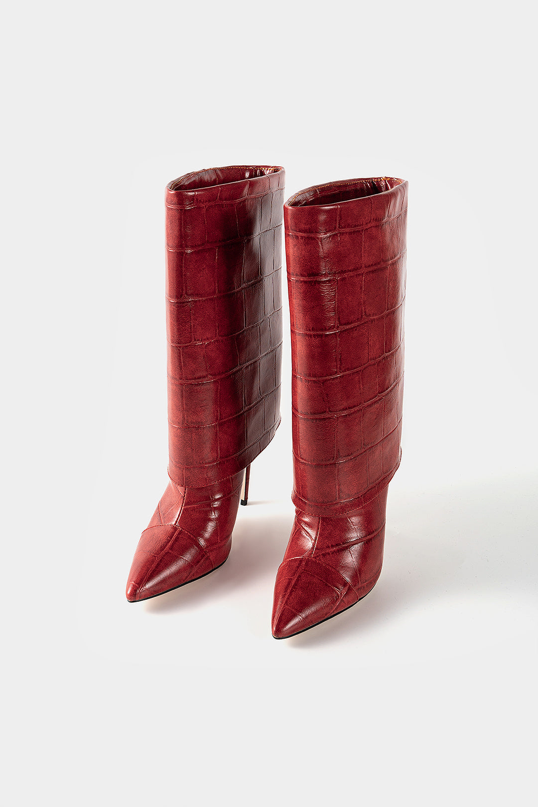 Crocodile Print Mid Calf Boots
