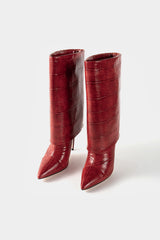 Crocodile Print Mid Calf Boots