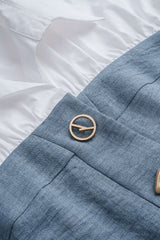 Contrast Irregular Button Lapel Short Sleeve Top