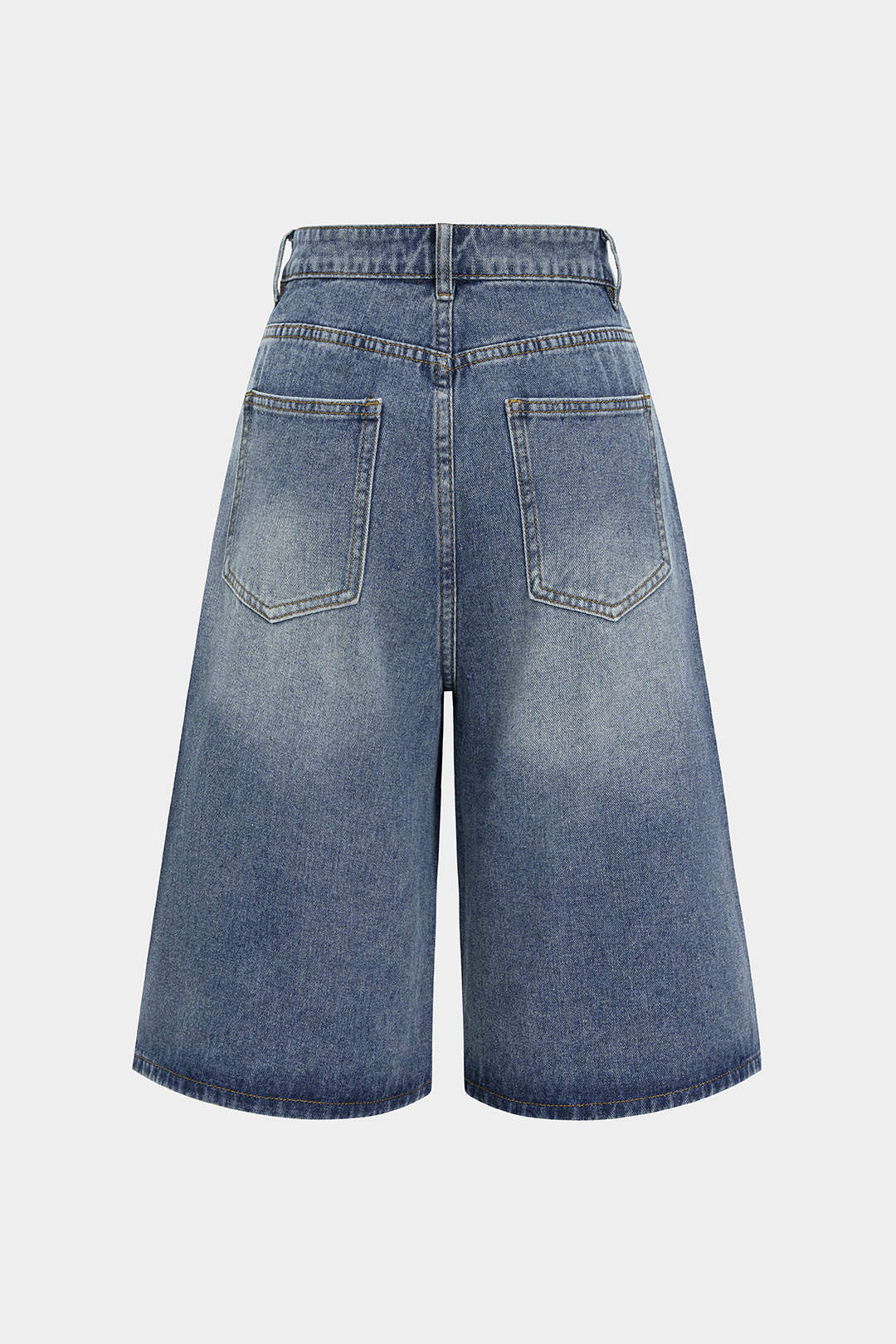 Denim Asymmetrical Button Shorts