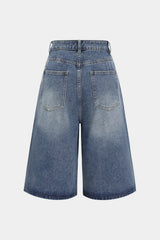 Denim Asymmetrical Button Shorts