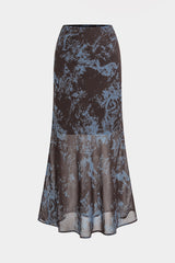 Abstract Print Mesh Skirt