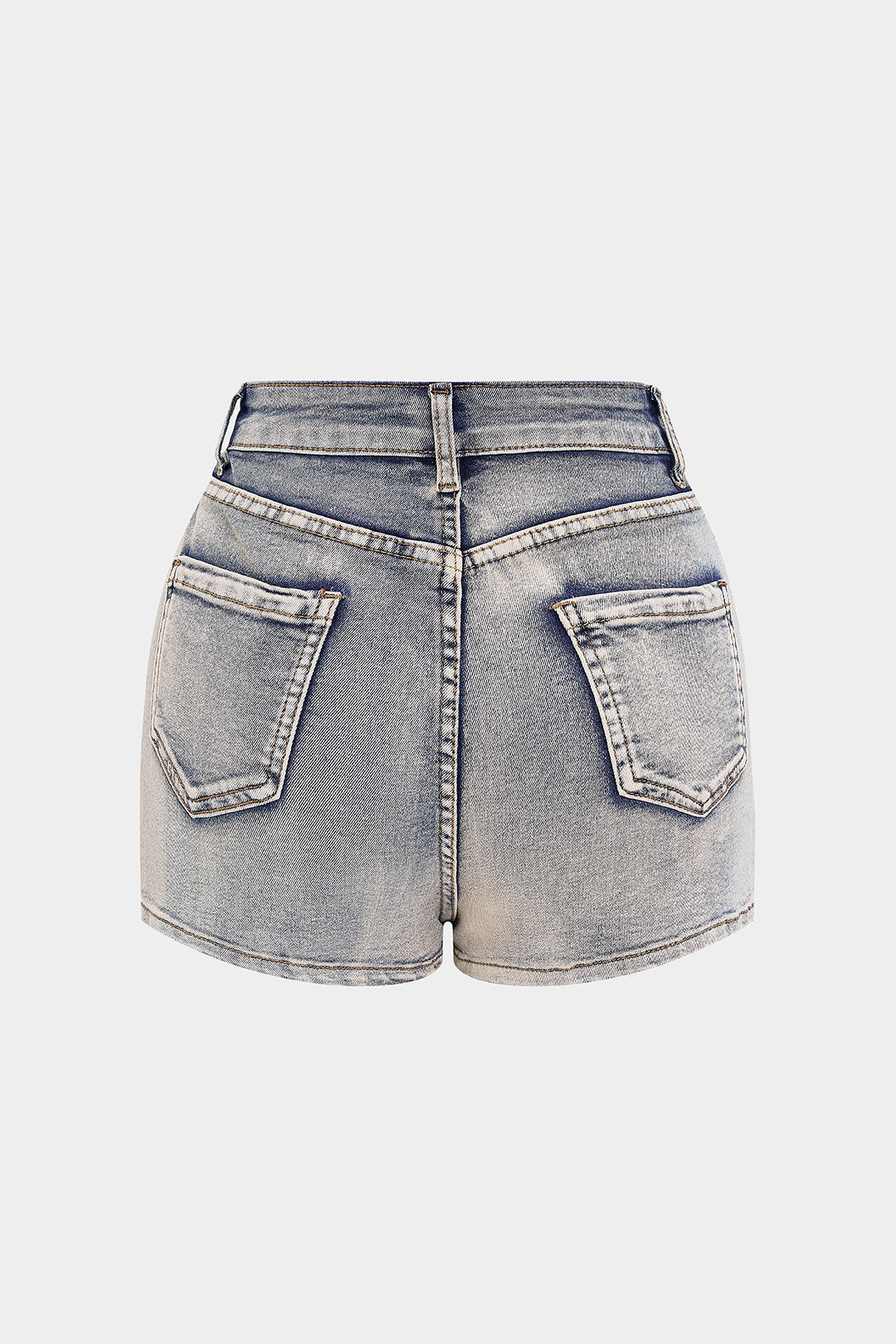Denim Zipper Patchwork Washed Skirt