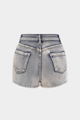 Denim Zipper Patchwork Washed Skirt