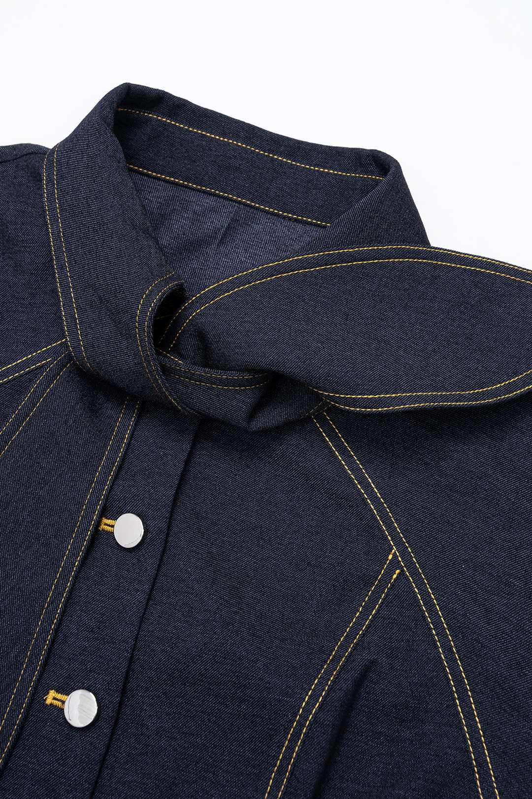 Denim Tie-Up Button Bodysuit