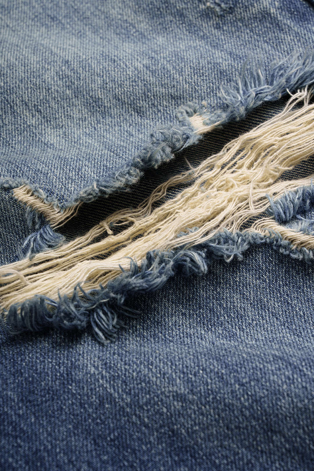 Denim Asymmetrical Frayed Barrel Jeans