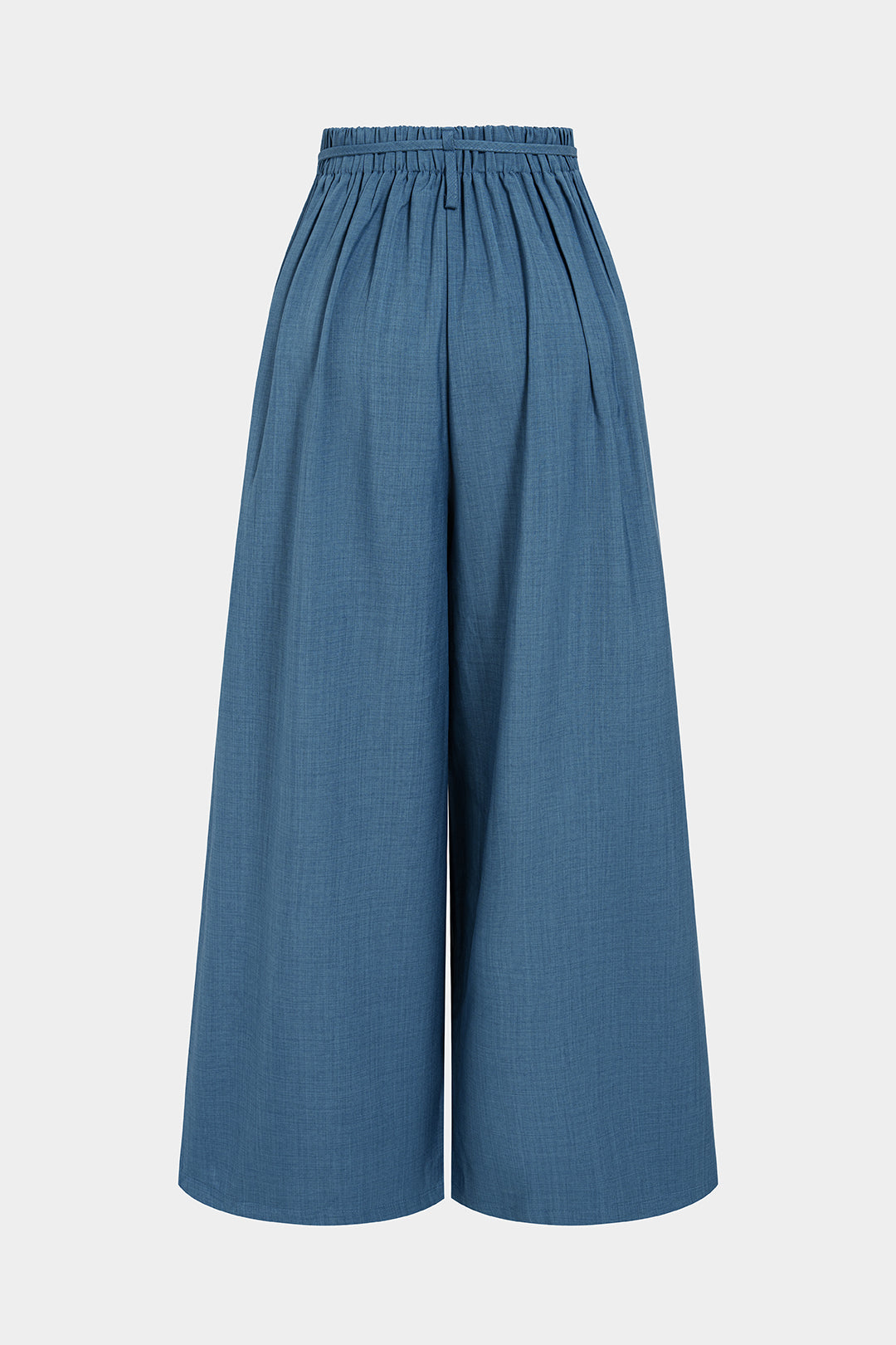 3D Flower Tie-Up High Waist Wide Leg Pants