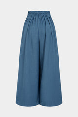 3D Flower Tie-Up High Waist Wide Leg Pants
