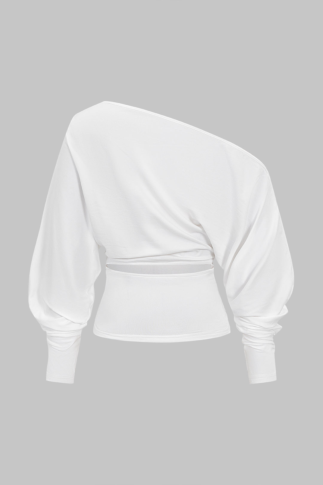 Cut Out One Shoulder Ruched Long Sleeve T-Shirt