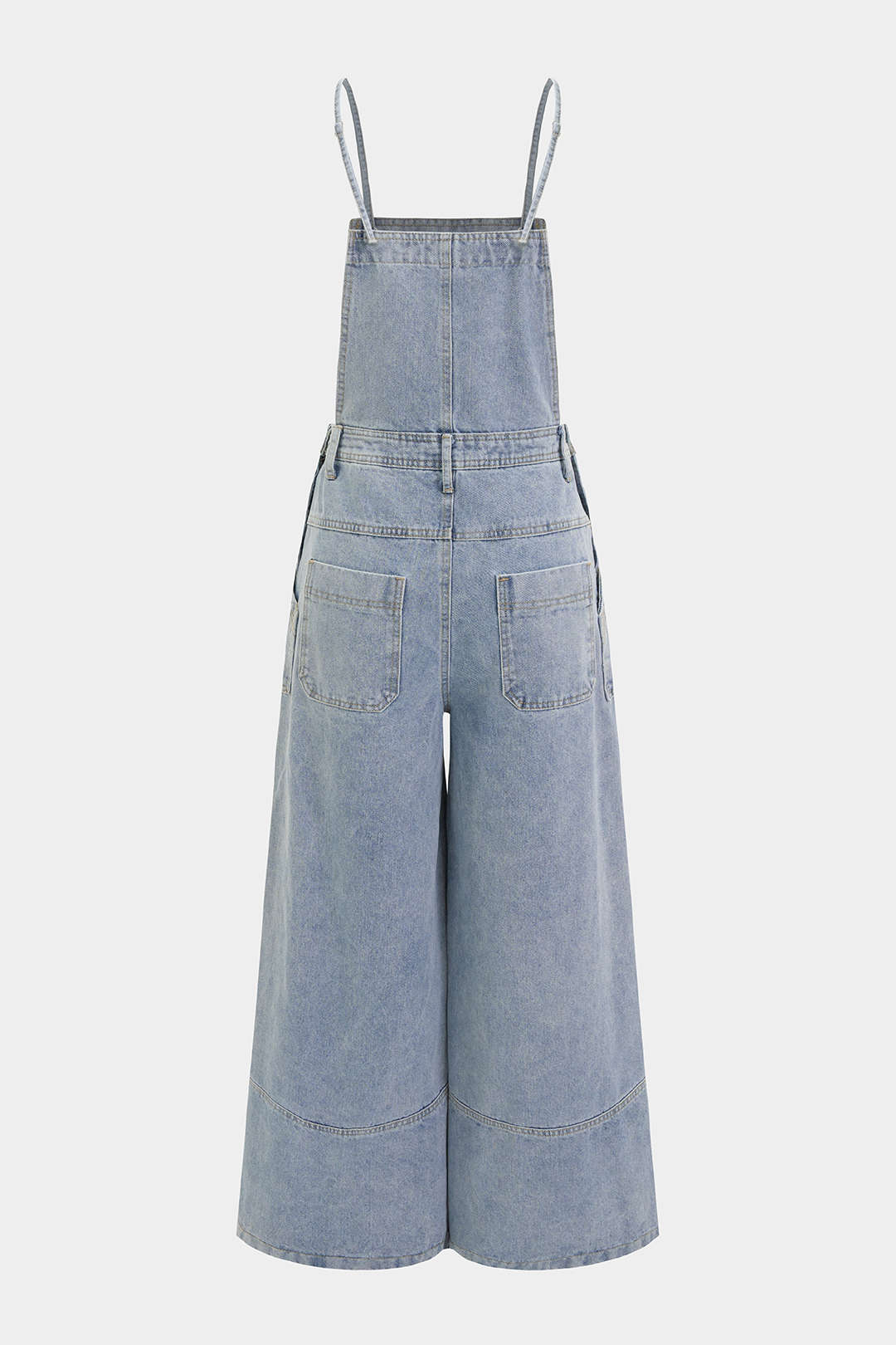 Denim Pocket Slip Sleeveless Wide Leg Jumpsuit