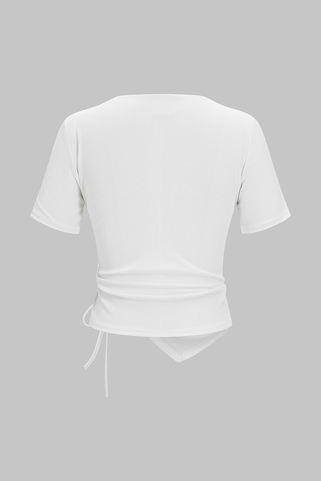 Asymmetrical Drawstring Short Sleeve T-Shirt