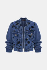 Denim Patchwork Sequin Embroidery Jacket