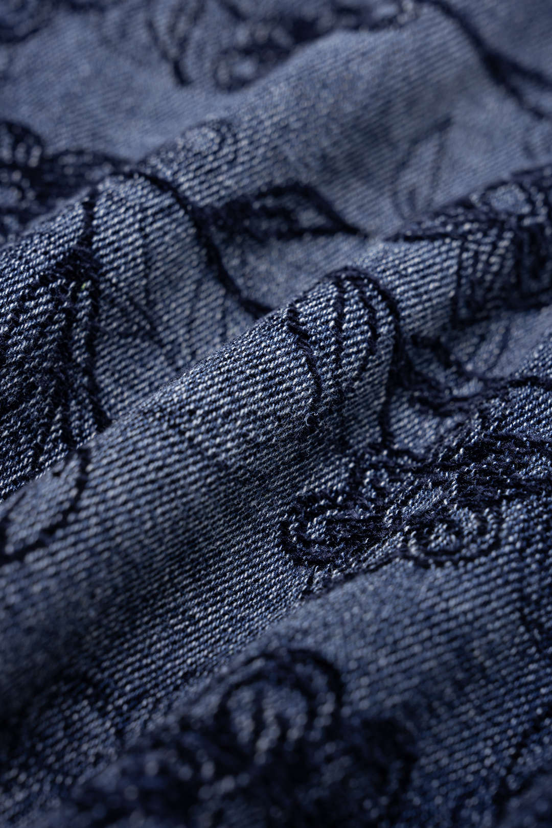 Denim Floral Print Zipper Barrel Jeans
