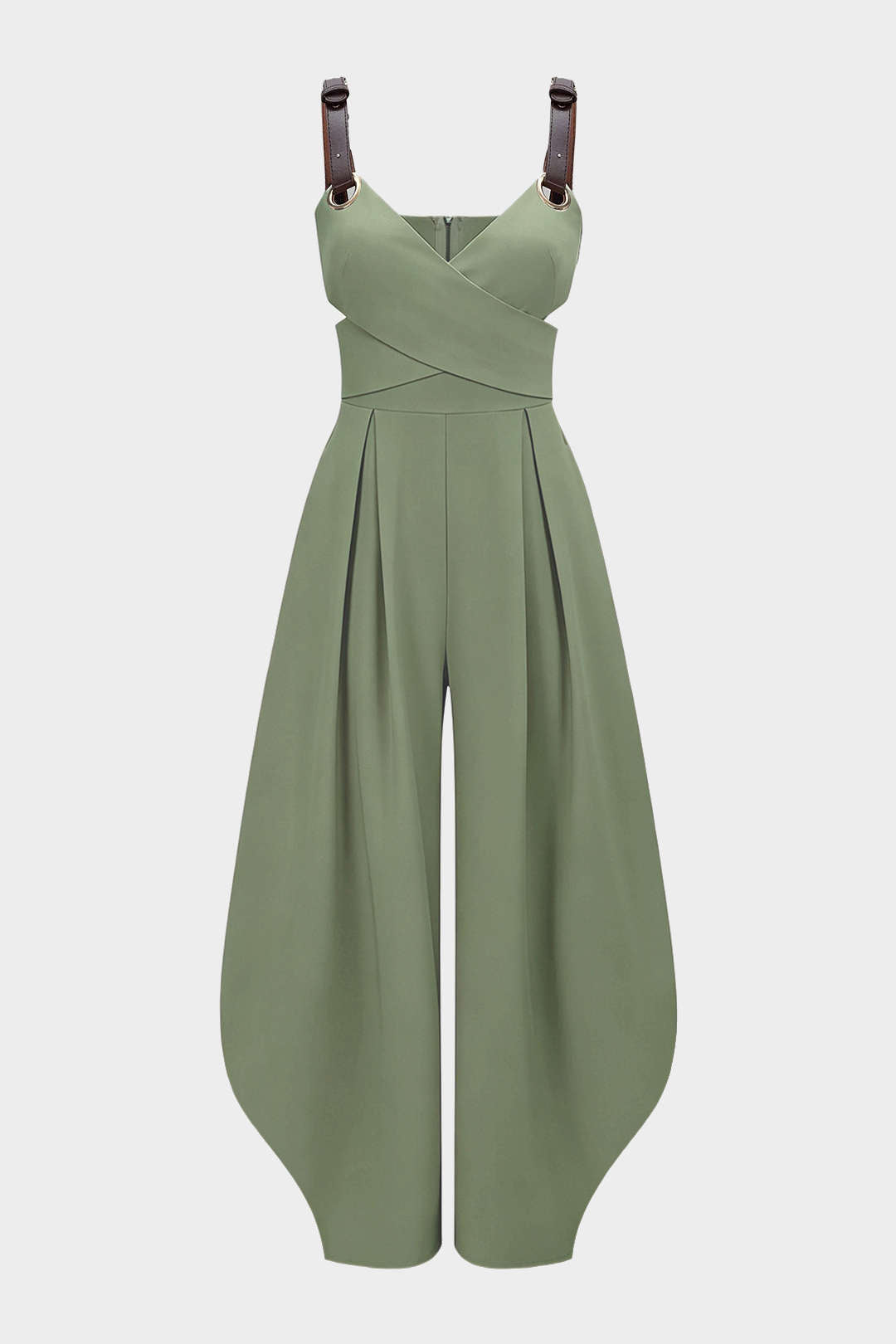 Crossed Cut Out V-Neck Sleeveless Jumpsuit