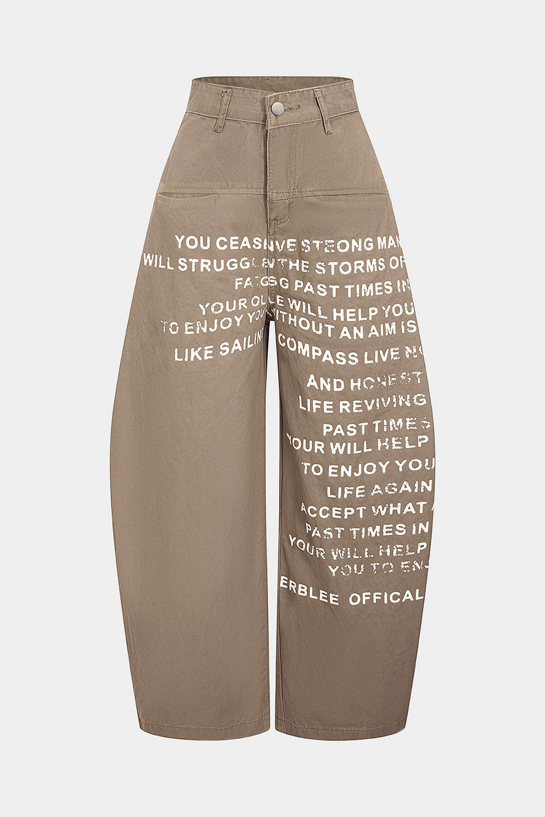 Denim Letter Print Barrel Jeans