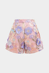 3D Floral Textured Shorts
