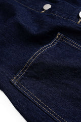 Denim Button Cuffed Long-Sleeve Top