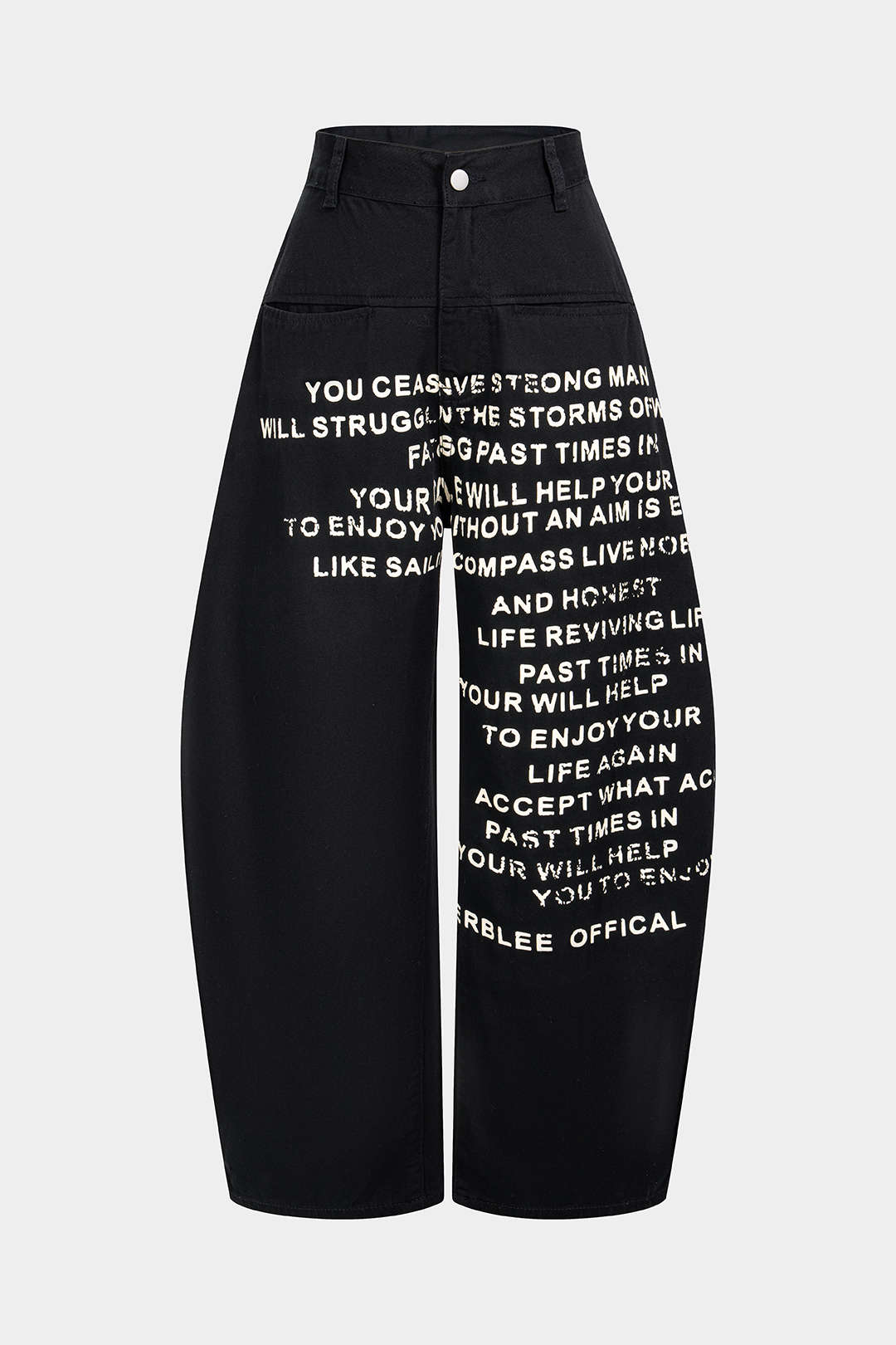 Denim Letter Print Barrel Jeans