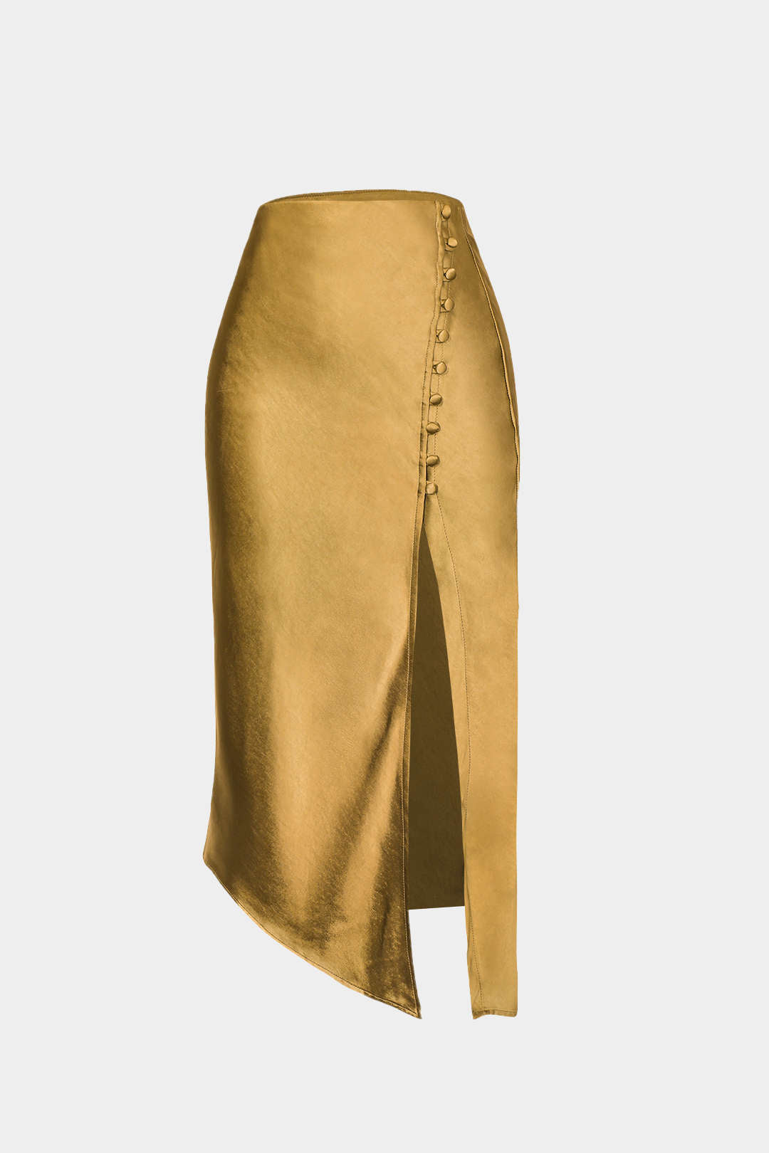 Asymmetric Hem Split Button Decor Skirt