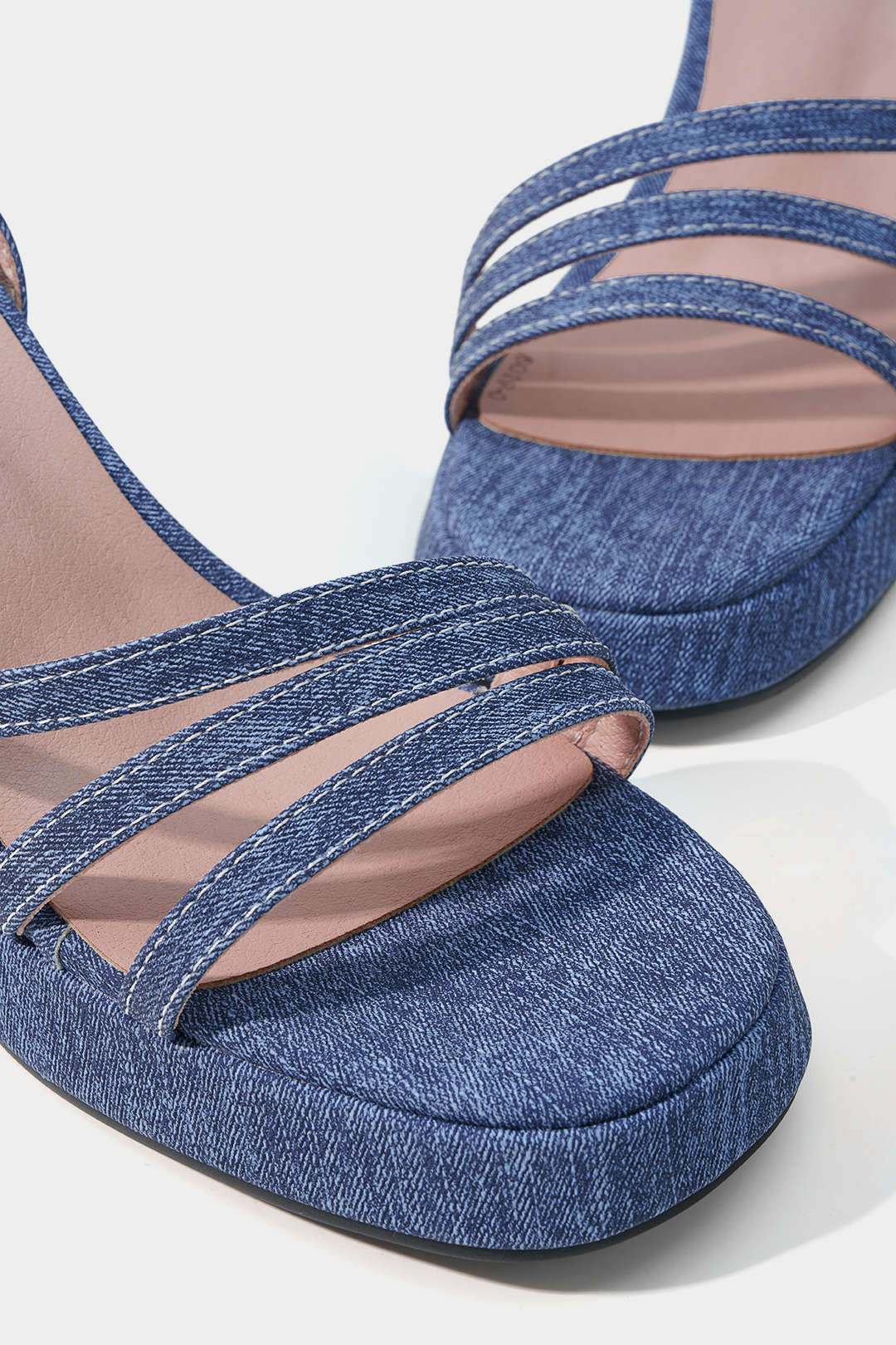 Denim Print Strappy Heels