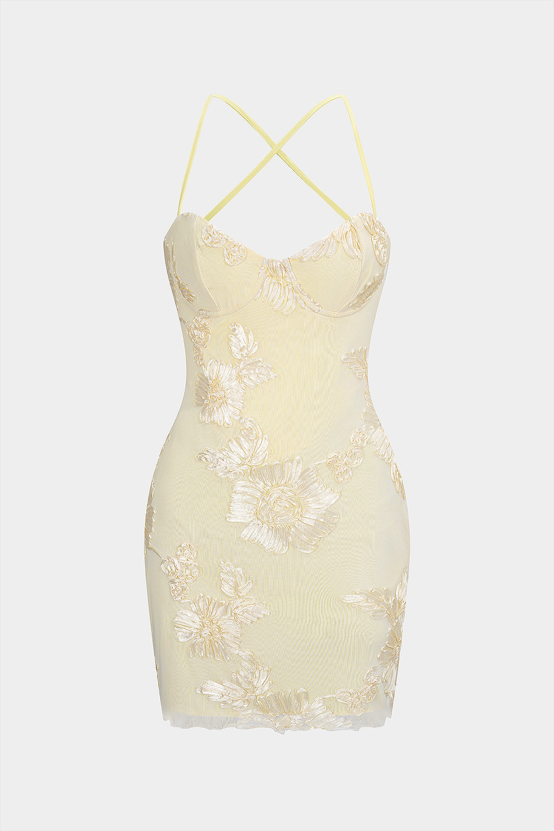 3D Floral Tie Back Backless Sleeveless Mini Dress