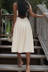 Backless V-neck Slit Midi Dress