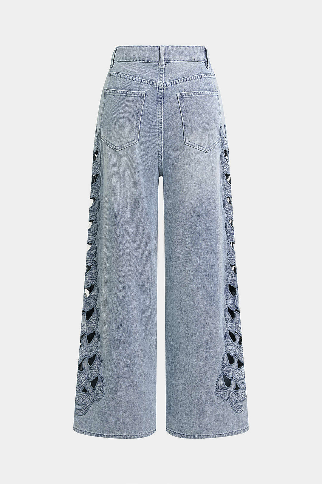 Denim Cut Out Bird Applique Pocket Jeans