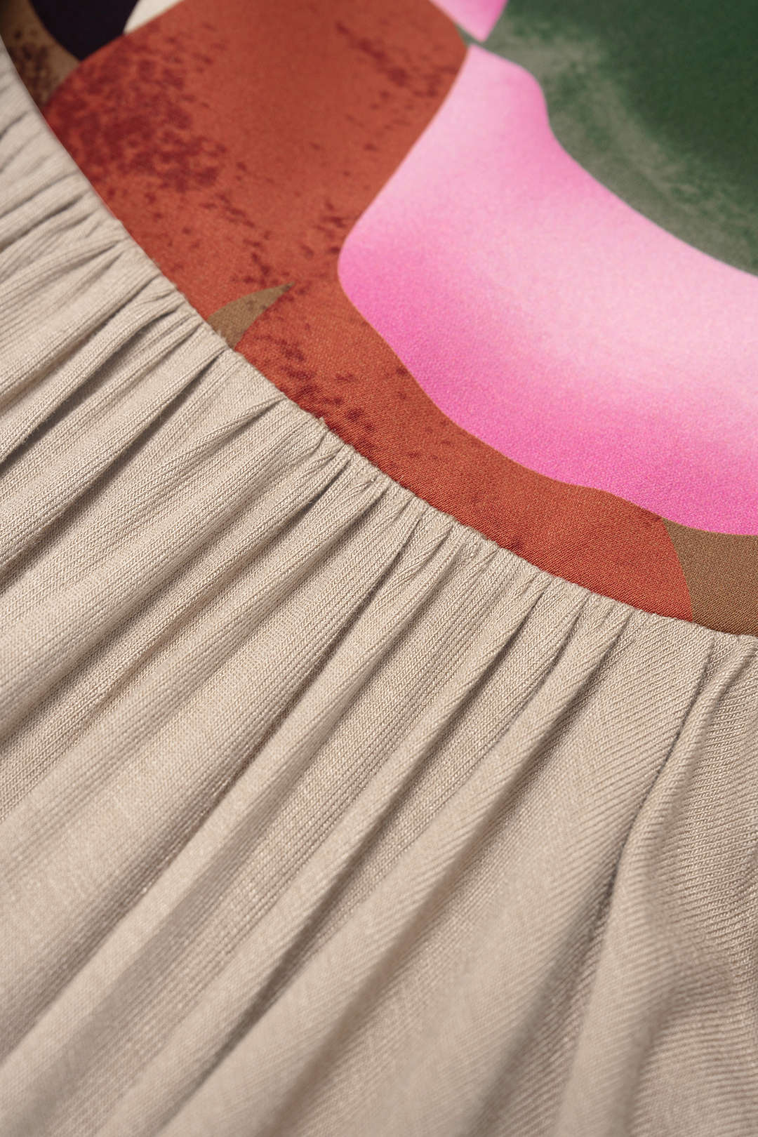 Abstract Print V-Neck Ruched Zipper Sleeveless Maxi Dress