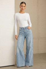 Basic Solid Round Neck Long Sleeve Top
