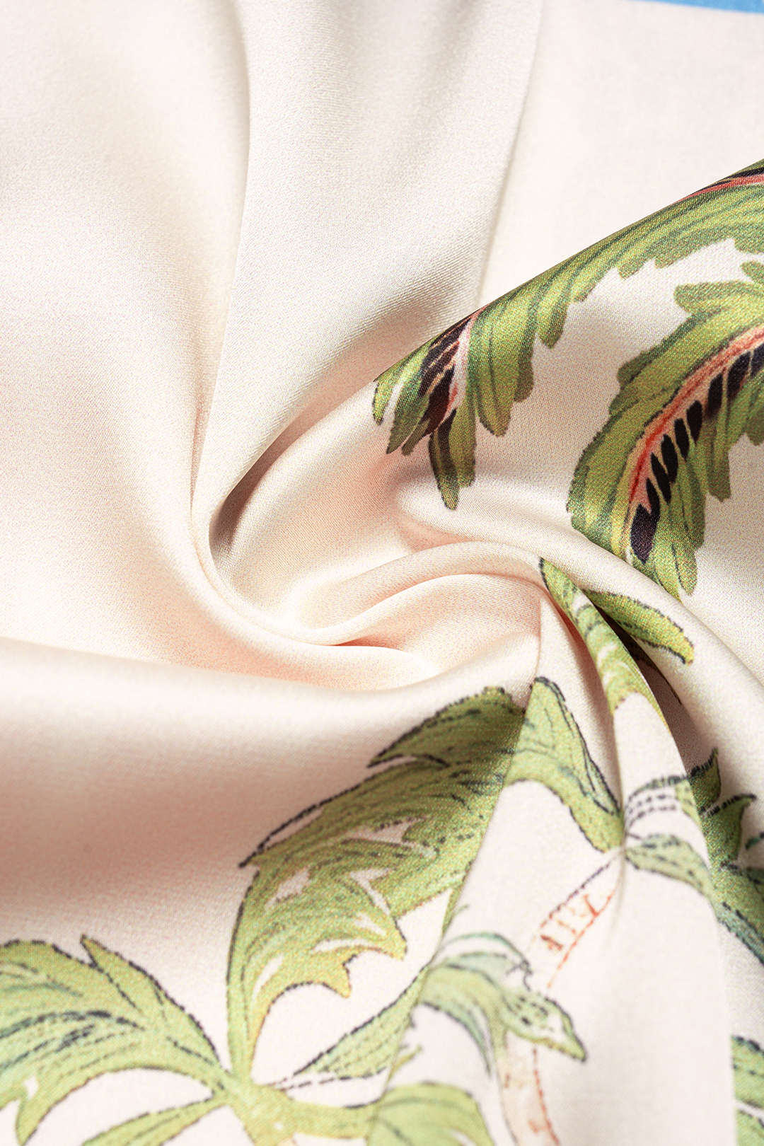 Coconut Palm Stripes Print Satin Wide Leg Pants