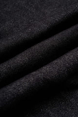 Denim Pocket Button Metallic Straight Leg Jeans