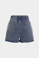 Denim Frayed High Waist Skirt