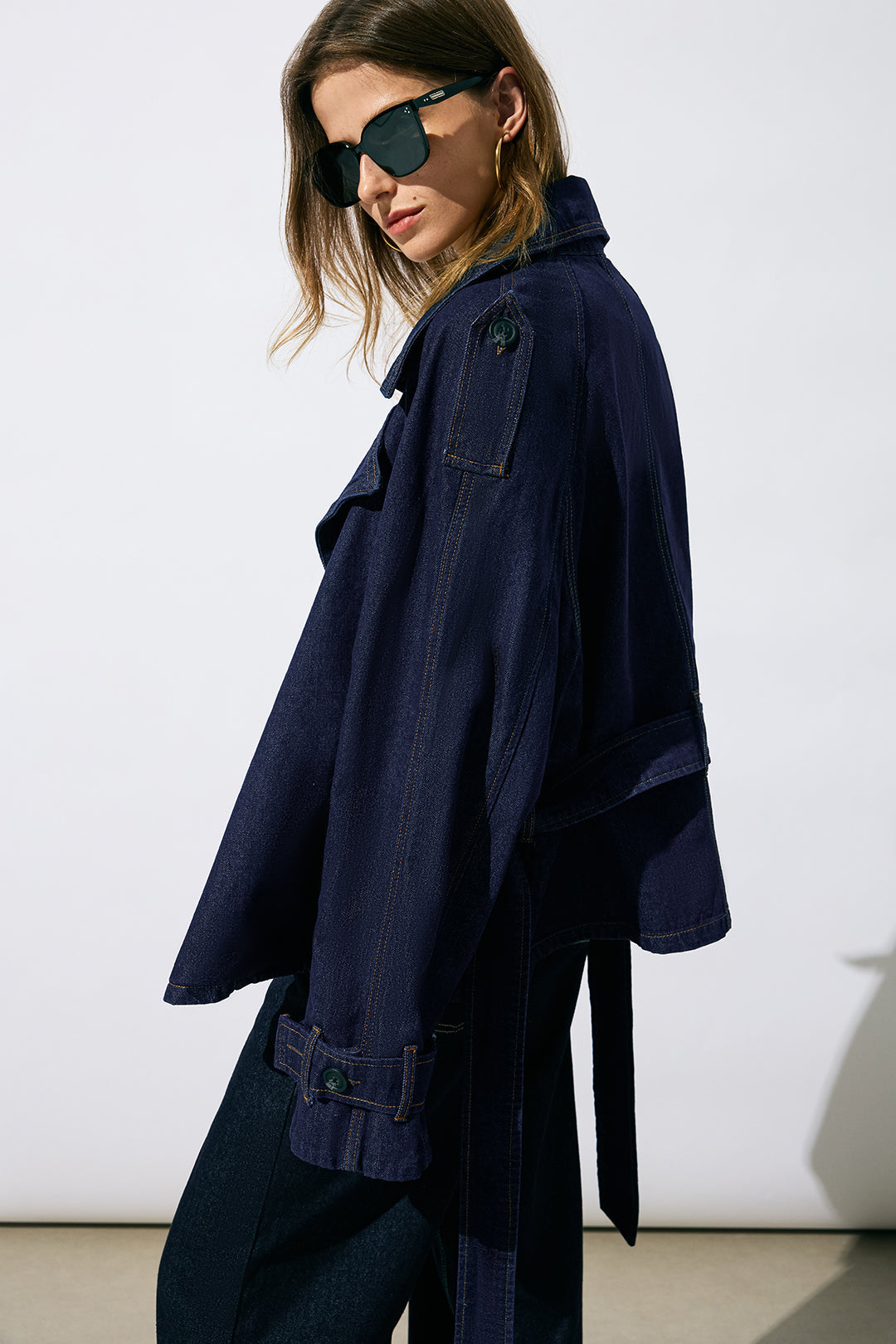 Denim Belted Asymmetrical Outerwear