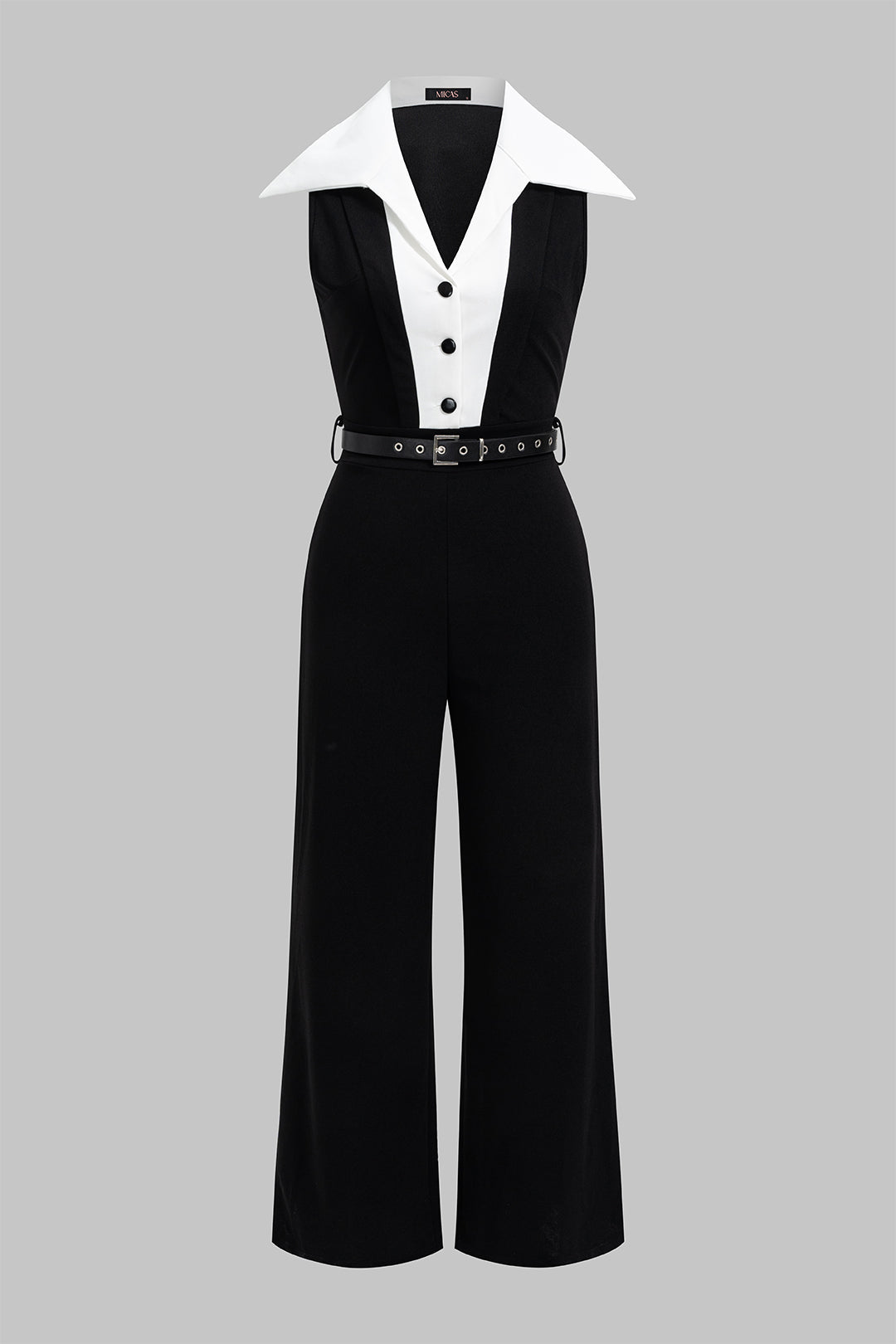 Contrast Belted Sleeveless Jumpsuit