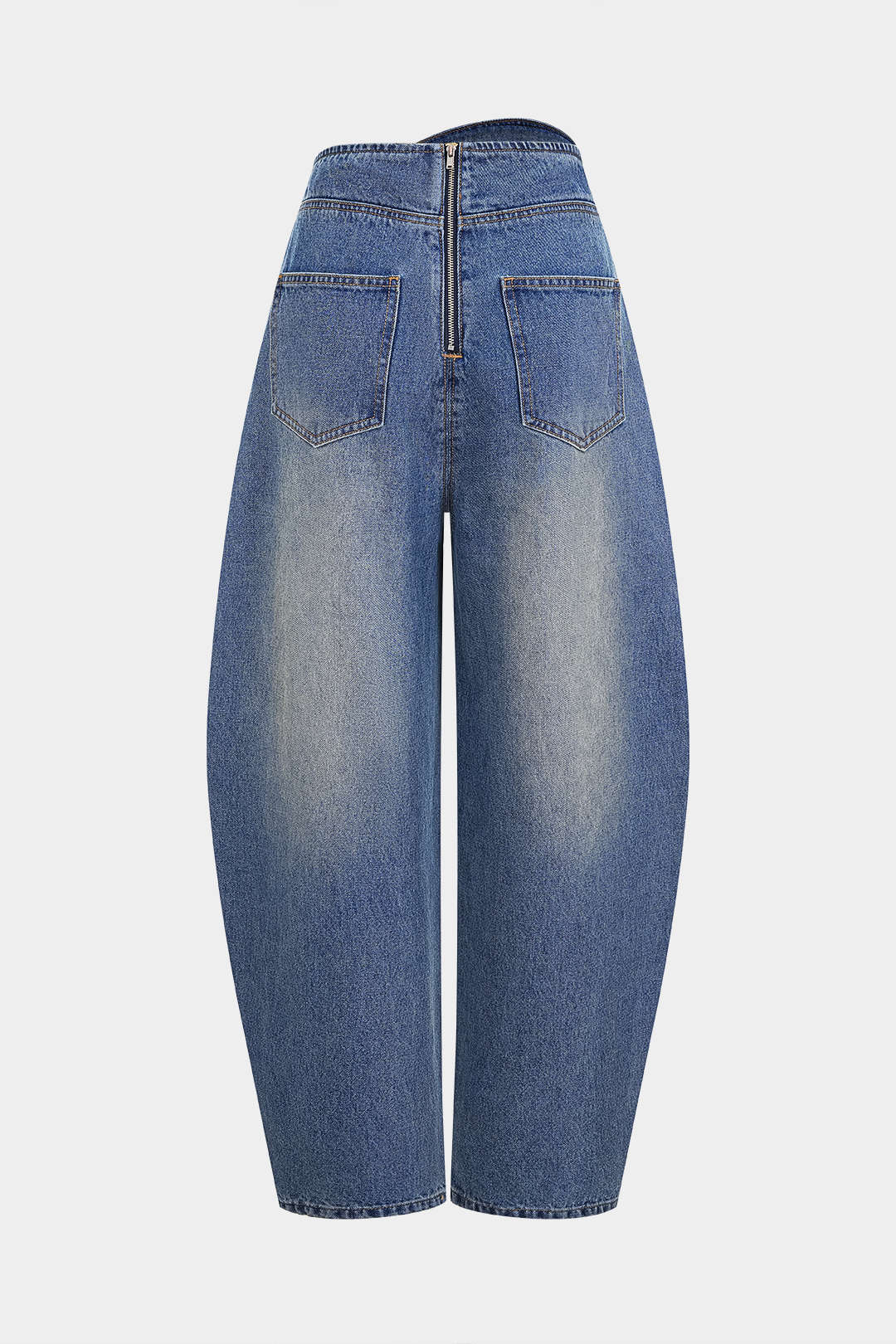 Denim Asymmetrical Zipper Pocket Jeans