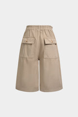 Denim Camo Print Tie Up Pocket Shorts