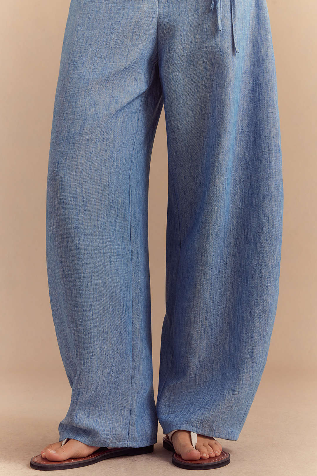 Contrast Tie Front Wide Leg Pants