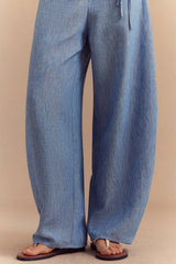 Contrast Tie Front Wide Leg Pants