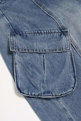 Denim Pocket Wide Leg Jeans