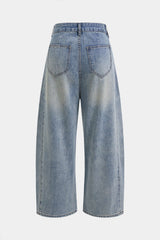 Denim Rhinestone High Waist Wide Leg Jeans