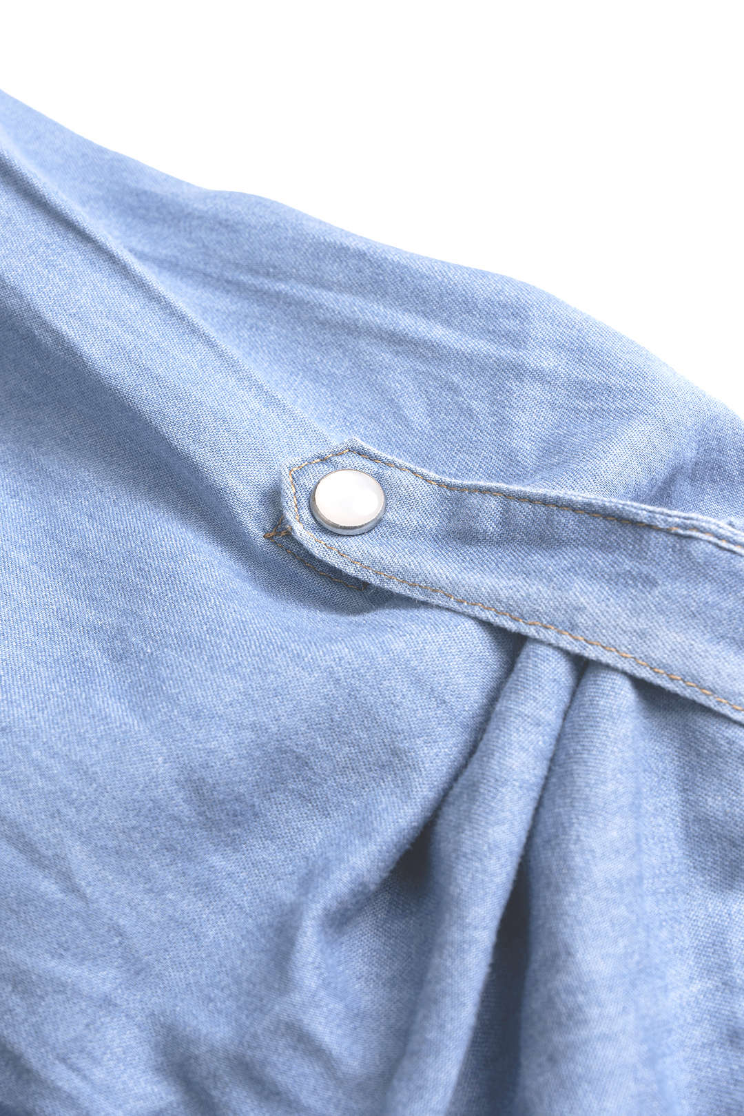 Denim Lapel Knotted Short Sleeve Shirt