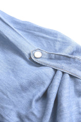 Denim Lapel Knotted Short Sleeve Shirt