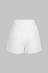 Asymmetrical Button Zipper Shorts