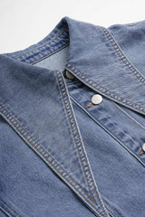 Denim Lapel Long Sleeve Mini Dress