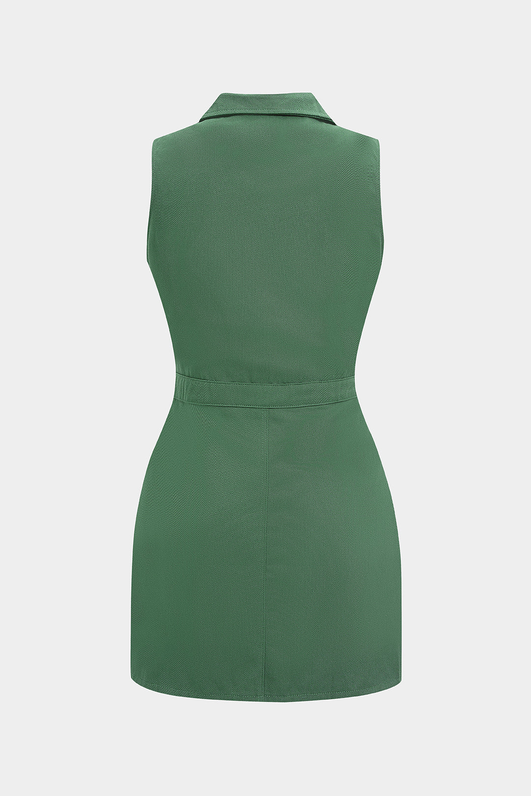 Button Pocket Sleeveless Mini Dress